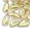 Glass Pendants, with Brass Findings, Faceted, teardrop, Golden, Yellow, 28.5x14x6mm, Hole: 1.5mm