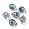 Electroplated Glass Beads, Faceted, Teardrop Charms, Top Drilled, Gray, 11x8mm, Hole: 1.2mm