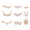 Sparkeads 18Pcs 9 Style Brass Micro Pave Clear Cubic Zirconia Links Connectors KK-SK0001-01-1