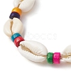 Natural Shell & Maple Wood Braided Bead Bracelet BJEW-TA00393-2