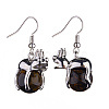 Natural Tiger Eye Frog Dangle Earrings EJEW-A092-13P-12-2