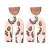 Resin & Walnut Wood Arch Dangle Earrings EJEW-JE04876-3