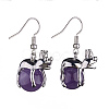 Natural Amethyst Frog Dangle Earrings EJEW-A092-13P-11-2