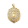 Religion Themed Rack Plating Brass Micro Pave Cubic Zirconia Pendants KK-L226-007G-14-1