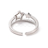 Clear Cubic Zirconia Hollow Out Star Open Cuff Ring RJEW-H127-33P-3