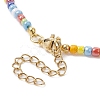 Natural Pearl & Millefiori Glass Flower & Seed Beaded Necklace for Women NJEW-JN04299-3