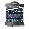 5Pcs 5 Style Adjustable Braided Imitation Leather Cord Bracelet Sets with Waxed Cord for Men BJEW-F458-01-6