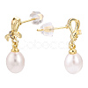 Natural Pearl & Cubic Zirconia Bowknot Dangle Stud Earrings PEAR-N017-06D-1
