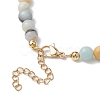 Natural Flower Amazonite &  Synthetic Turquoise Charm Anklets for Women AJEW-AN00616-03-4