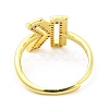 Mixed Color Enamel Initial Letter Adjustable Ring with Clear Cubic Zirconia RJEW-P045-01G-K-3