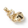 Real 18K Gold Plated Rack Plating Brass Micro Pave Clear Cubic Zirconia Pendants KK-C015-04G-08-3