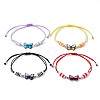 4Pcs 4 Styles Adjustable Printed Alloy Butterfly Link Bracelet Sets BJEW-JB10897-1