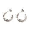 Non-Tarnish 304 Stainless Steel Wire Wrapped Half Hoop Earrings for Women EJEW-P219-09P-1