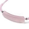 Curved Rectangle Natural Rose Quartz Adjustable Nylon Cord Braided Bead Bracelets for Women Men BJEW-JB10280-01-2