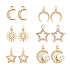 SUPERFINDINGS 12Pcs 6 Style Brass Cubic Zirconia Charms ZIRC-FH0001-36-1