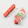 Cartoon Christmas Stocking Wooden Note Pegs Clips AJEW-S009-04-2