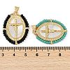 Rack Plating Brass Pave Shell Religion Jesus Cross Pendants KK-U032-01G-B-3