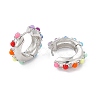 Colorful Resin Beaded Hoop Earrings EJEW-P215-04P-2