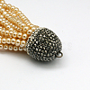 Glass Pearl Round Bead Tassel Big Pendants HY-L001-02-2