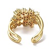 Rack Plating Brass Micro Pave Cubic Zirconia Open Cuff Rings RJEW-Q777-13G-2