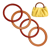 WADORN 4Pcs 2 Style Round Ring Wood Bag Handles FIND-WR0008-06-1