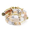 Alloy & Resin Beads Three Loops Wrap Style Bracelet BOHO-PW0001-044A-1