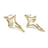 Brass with Cubic Zirconia Rhombus Stud Earrings Findings KK-B087-05G-1