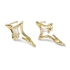 Brass with Cubic Zirconia Rhombus Stud Earrings Findings KK-B087-05G-1