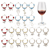 24Pcs 12 Style Tibetan Style Alloy Pendant Wine Glass Charms with Brass Hoop Earring Findings AJEW-AB00059-1