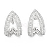 Clear Cubic Zirconia Triangle Stud Earrings EJEW-L231-74P-1