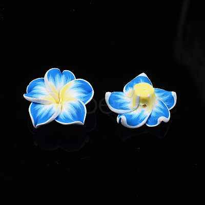 Handmade Polymer Clay 3D Flower Plumeria Beads X-CLAY-Q192-30mm-05-1