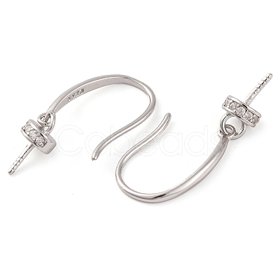 925 Sterling Silver Micro Pave Clear Cubic Zirconia Earring Hooks STER-U005-14P-1