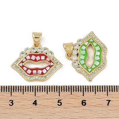 Rack Plating Brass Micro Pave Clear Cubic Zirconia Pendants KK-U032-23G-1