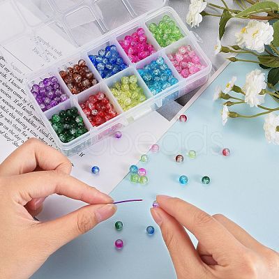 600Pcs 10 Colors Baking Painted Crackle Glass Bead Strands CCG-SZ0001-05-1