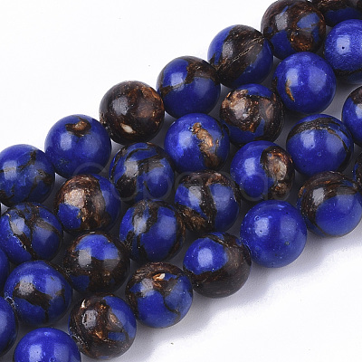 Assembled Bronzite and Natural Lapis Lazuli Beads Strands G-S366-026A-1