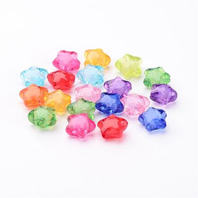 Transparent Mixed Color Acrylic Star Beads X-TACR-S091-12mm-M-1