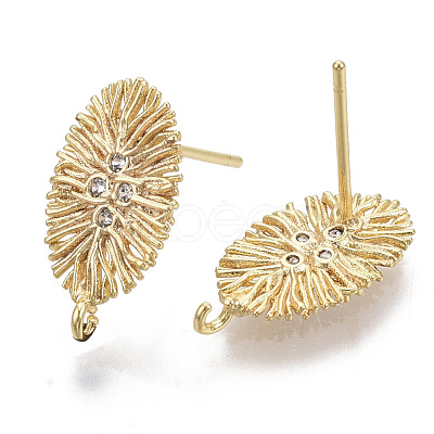 Brass Micro Pave Cubic Zirconia Stud Earring Findings KK-T056-03G-NF-1