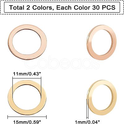 Unicraftale 60Pcs 2 Colors PVD Vacuum Plating 304 Stainless Steel Linking Rings STAS-UN0018-37-1