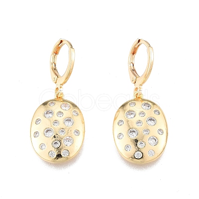 Clear Cubic Zirconia Oval Dangle Leverback Earrings EJEW-N012-89-1