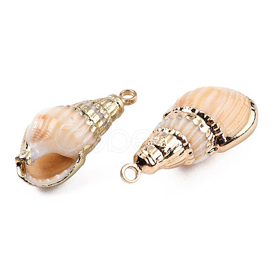 Electroplate Spiral Shell Pendants SSHEL-T006-12-1