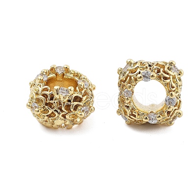 Brass Micro Pave Cubic Zirconia European Beads KK-Q006-40G-1