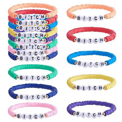 8Pcs 8 Colors Polymer Clay Heishi Surfer Stretch Bracelets Set BJEW-SW00084-1