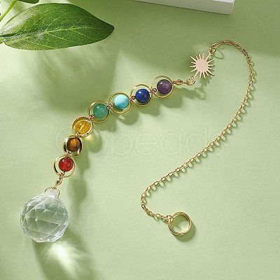 Glass Teardrop Pendant Decorations HJEW-TA00016-1