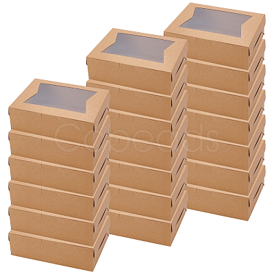 Rectangle Kraft Paper Storage Gift Boxes with Clear Visible Window CON-WH0095-89-1