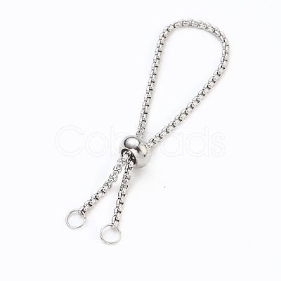 Tarnish Resistant Adjustable 304 Stainless Steel Box Chain Slider Ring Making AJEW-JB00775-02-1