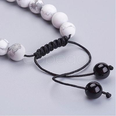 Natural Lava Rock & Howlite Round Beaded Bracelets for Men BJEW-JB02954-1