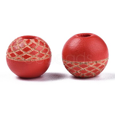 Painted Natural Wood Beads WOOD-S057-072N-1