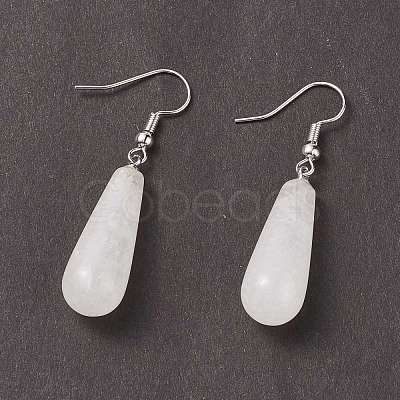 Teardrop Platinum Tone Brass Natural Crystal Dangle Earrings EJEW-M058-11-1