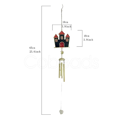 Halloween Castle Alloy & Iron & Eanmel Wind Chime PW-WG3109F-01-1