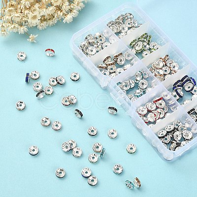 200Pcs 10 Colors Iron Flat Round Spacer Beads Sets RB-YW0001-07-1